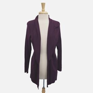 Calvin Klein Dark Purple Ribbed Long Sleeve Open Front Cardigan Womens Size M
